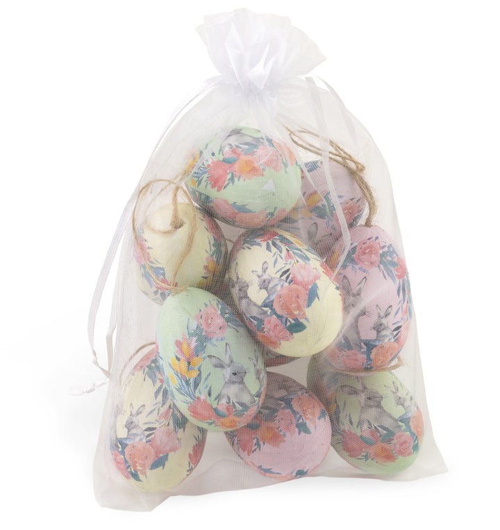 Huevos en bolsa con forma de conejitos florales