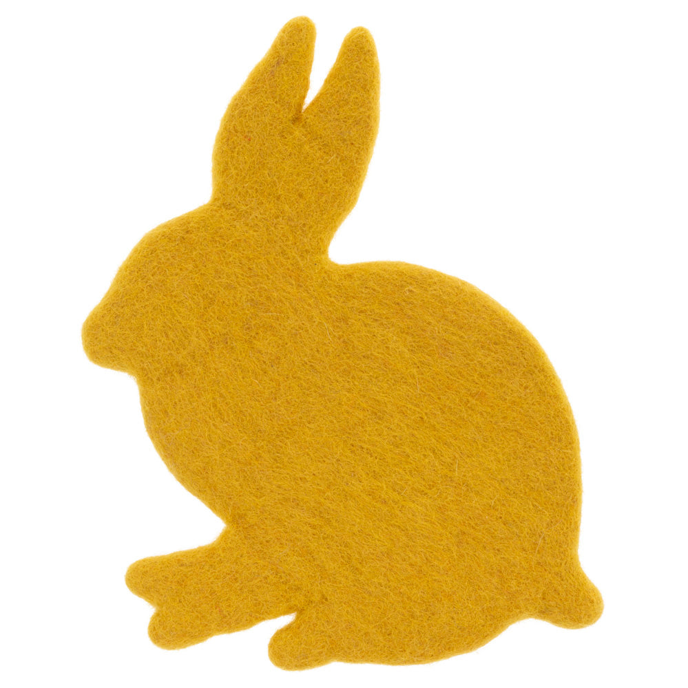Salvamanteles de fieltro con forma de conejito amarillo