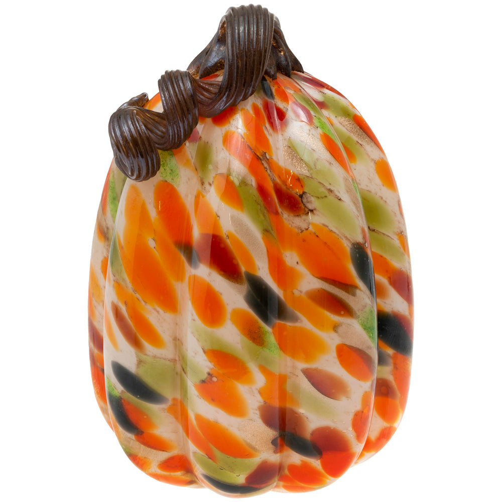 Calabaza grande de cristal con confeti naranja
