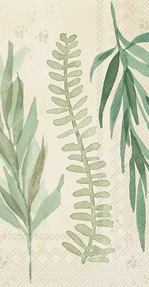 Toalla de invitados con hojas y tallos en color crema