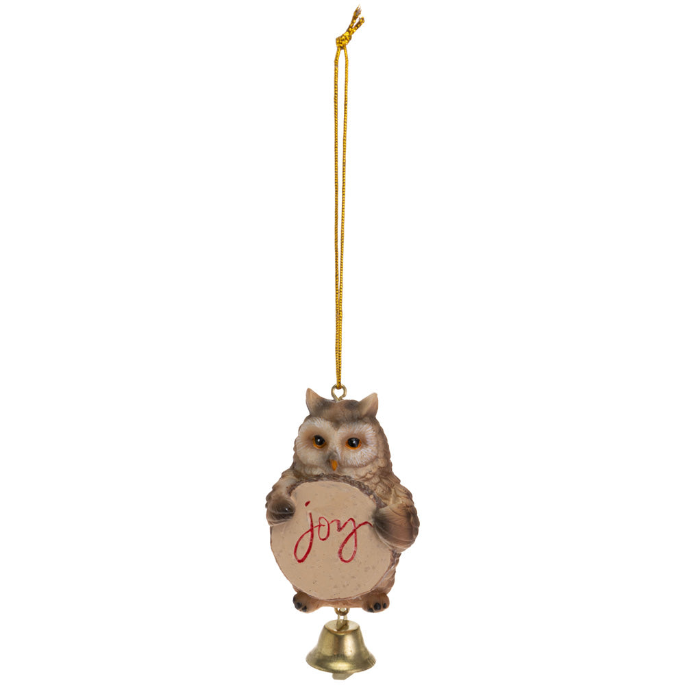 Adorno de búho de la alegría con campana