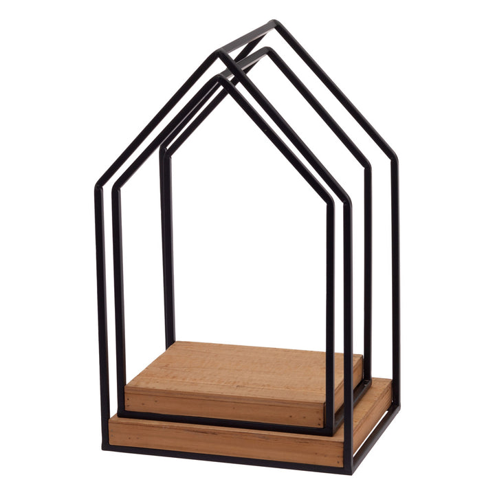 Estantería de metal y madera para casa (juego de 2)