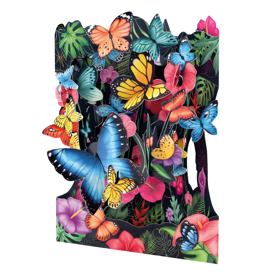 Tarjeta colgante con mariposas tropicales