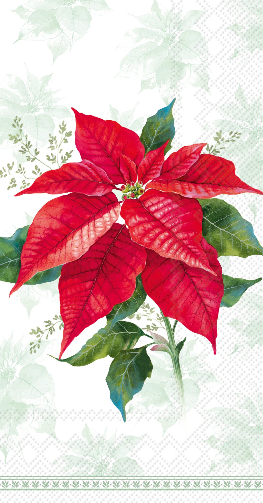 Toalla de invitados clásica verde Poinsetta