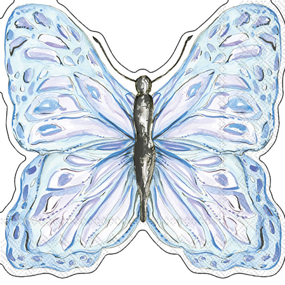 Servilleta de almuerzo con forma de mariposa botánica azul