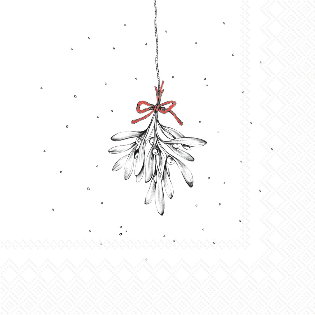 Pure Mistletoe Black Lunch Napkin