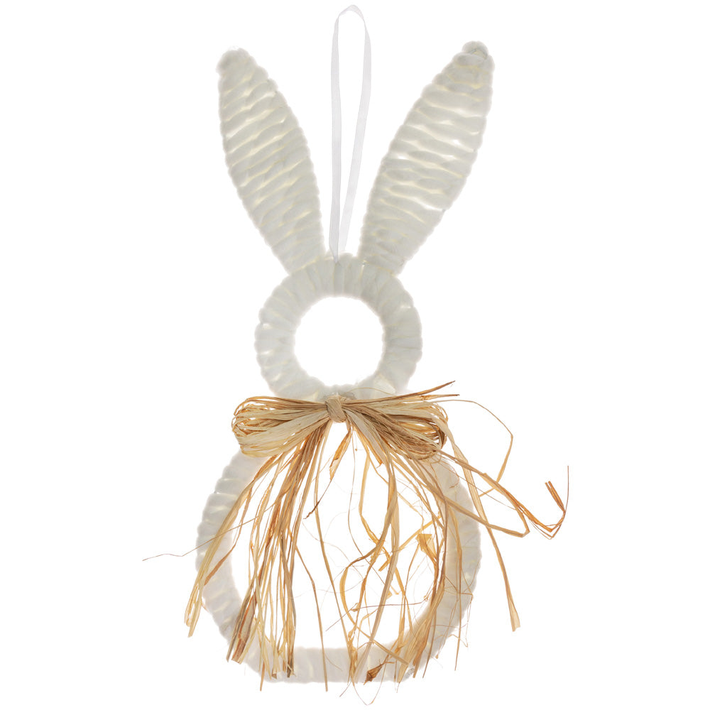 Decoración colgante de conejito de algodón con volantes, color blanco