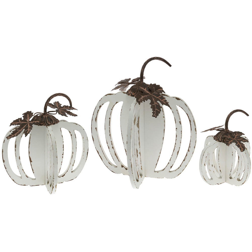 Calabazas de madera blanca (juego de 3)