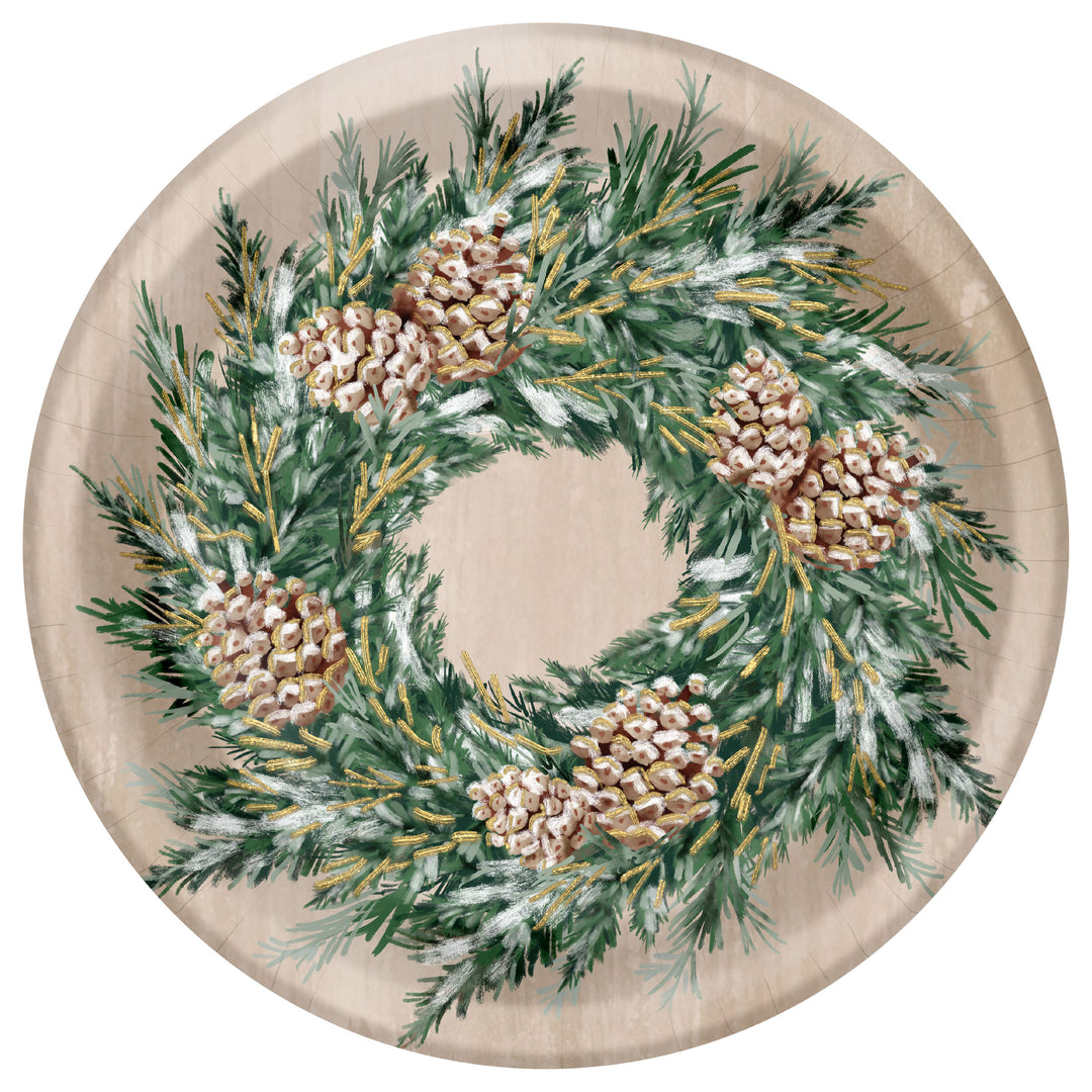 Gilded Tree Wreath Round Dinner Plate