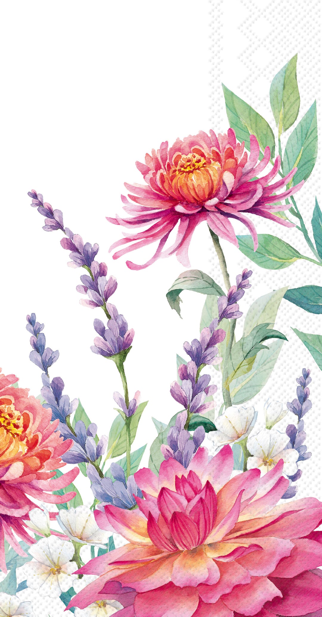 Toalla de invitados blanca con diseño de jardín colorido