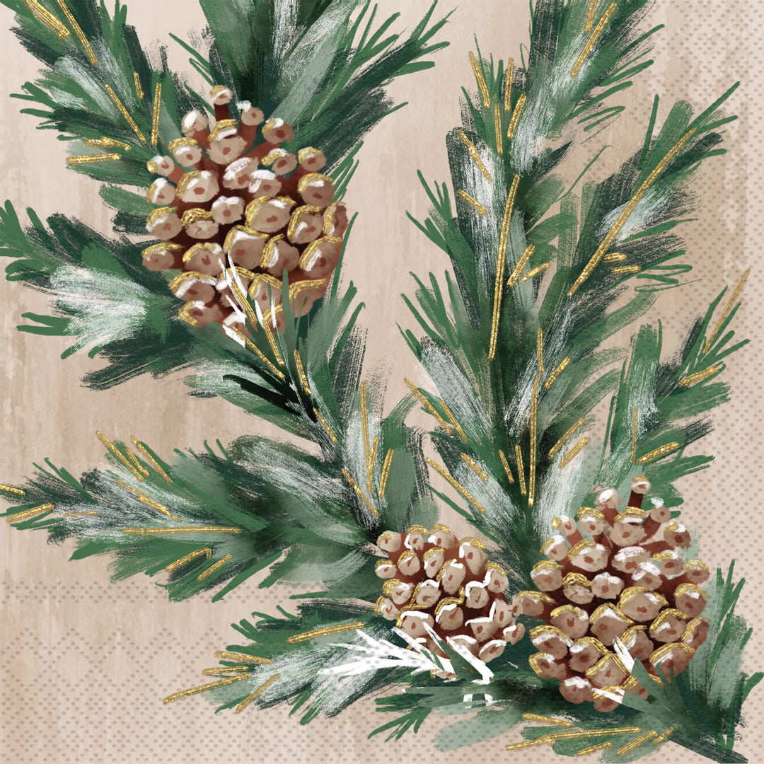 Gilded Swag Cream Cocktail Napkin