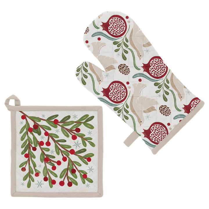 Winter Berry Oven Mitt and Pot Holder