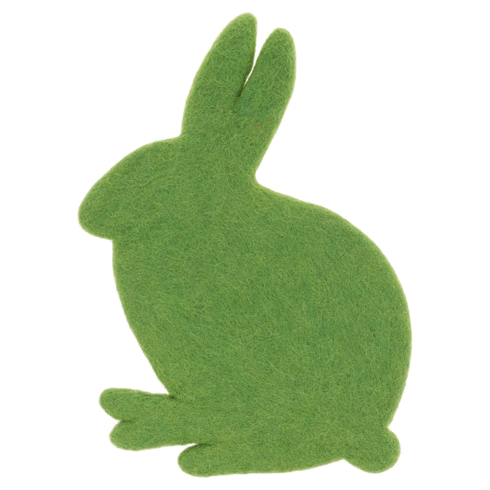 Salvamanteles de fieltro con forma de conejito verde