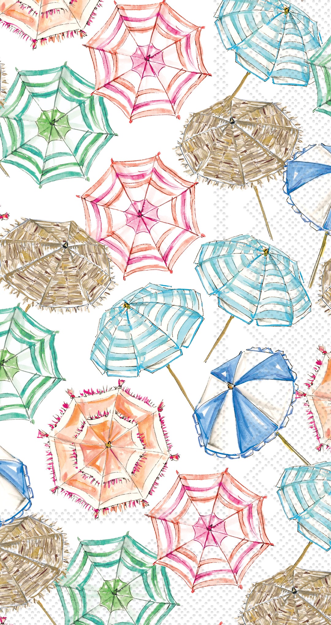 Toalla de invitados con estampado de paraguas coral