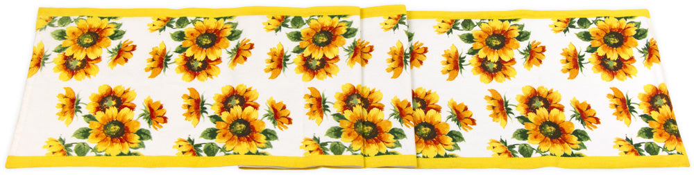 Camino de mesa con girasoles coloridos