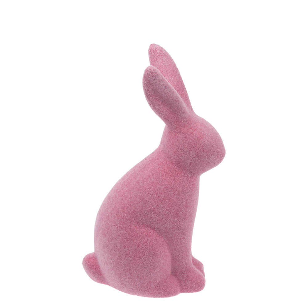 Conejito rosa flocado pequeño