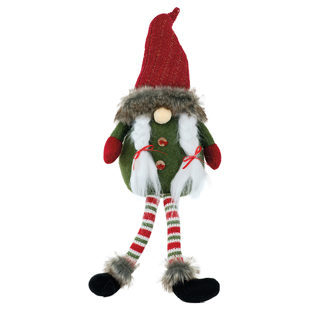 Gnomo de Papá Noel con patas de trébol y rayas