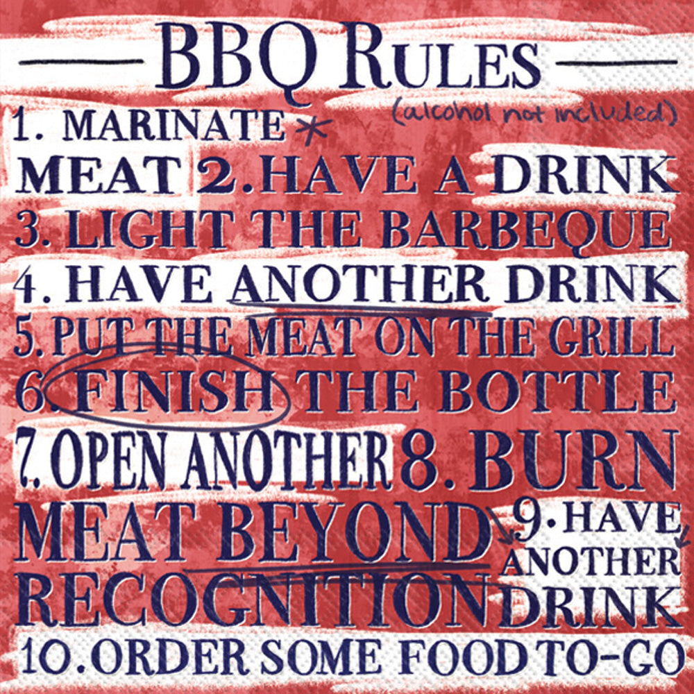 Servilleta de cóctel con reglas de barbacoa